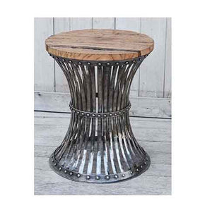 Hourglass Wood And Iron Side Table - decorstore