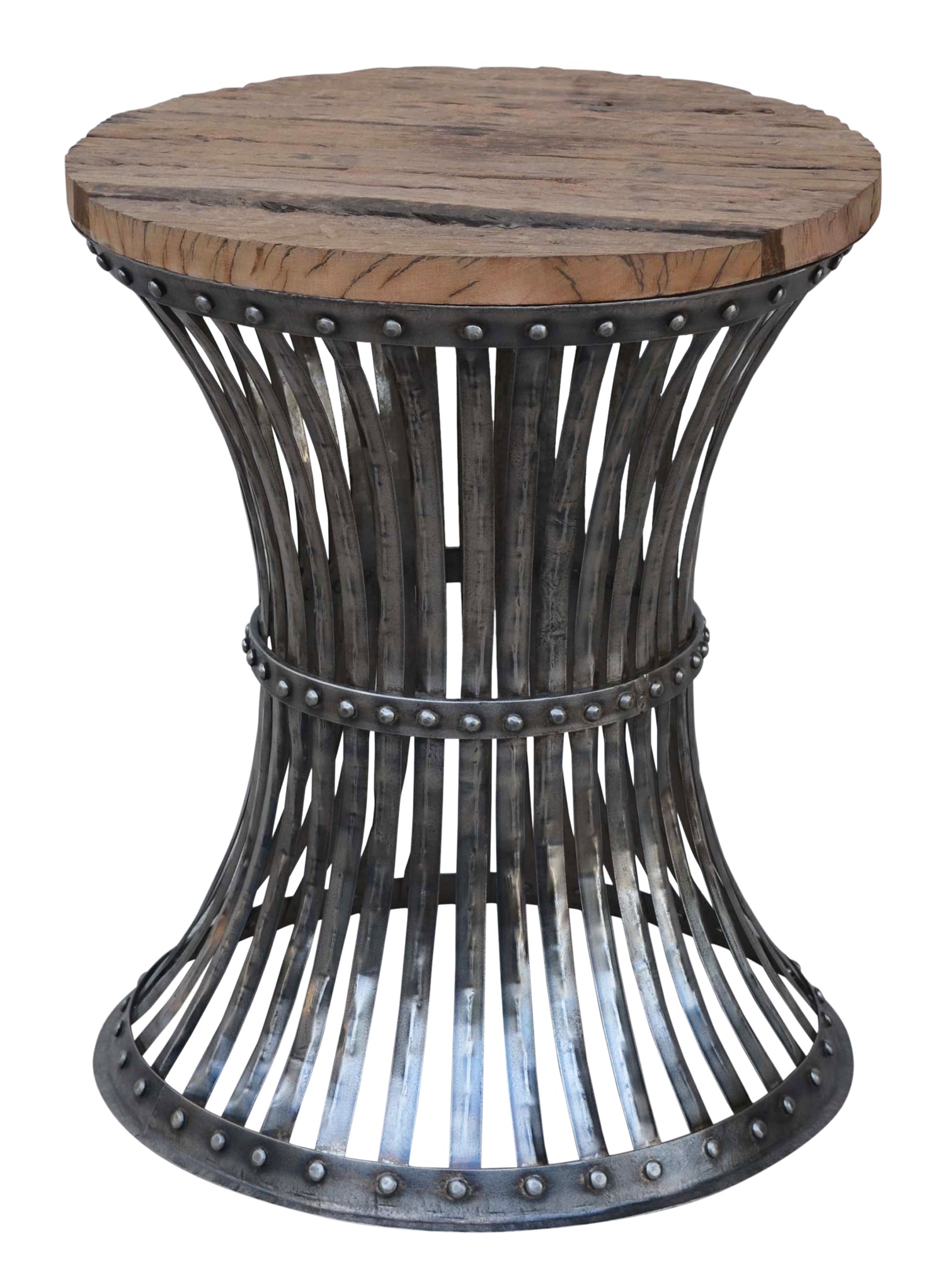 Hourglass Wood And Iron Side Table - decorstore