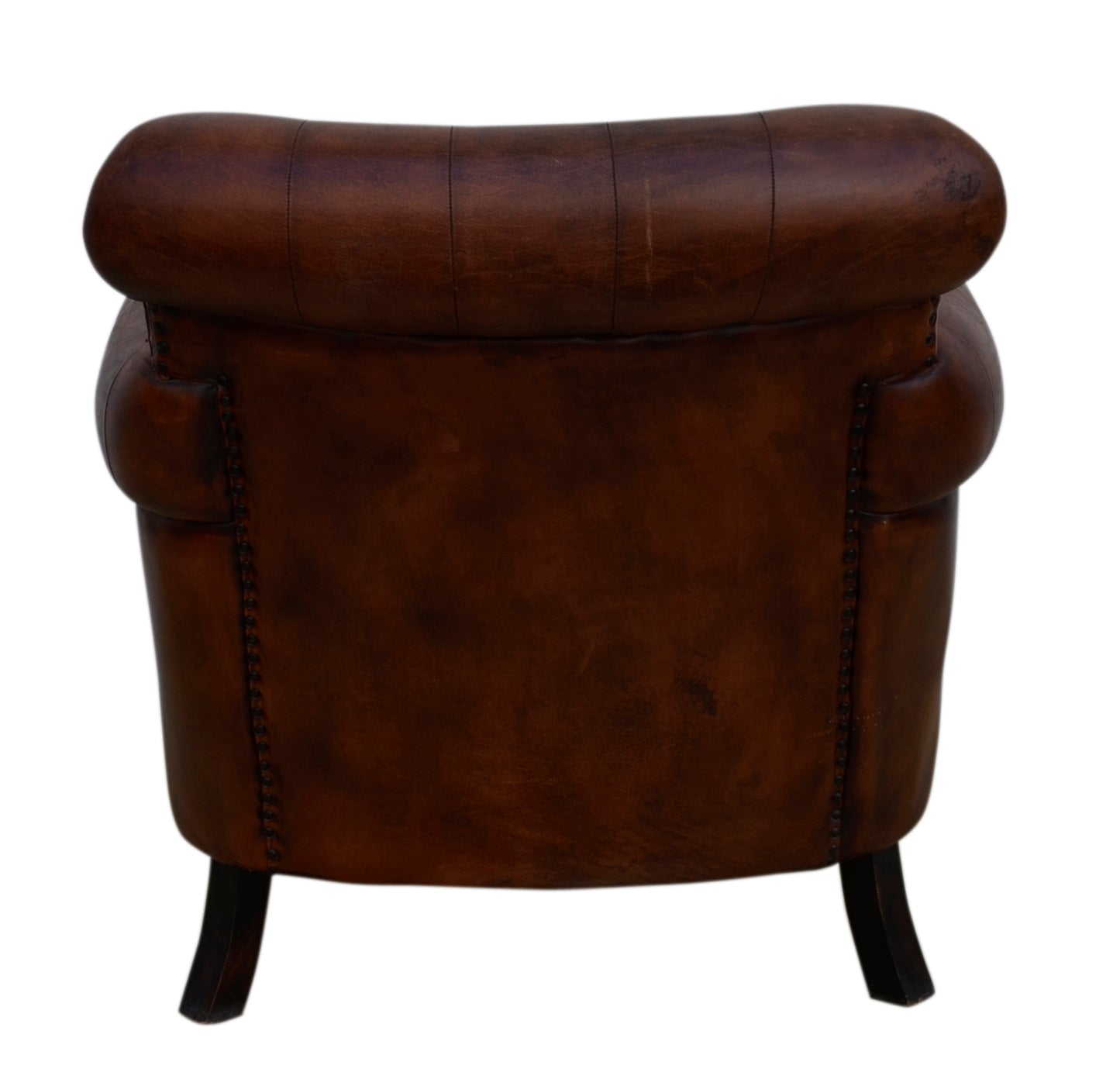 Studded Brown Leather Armchair - decorstore