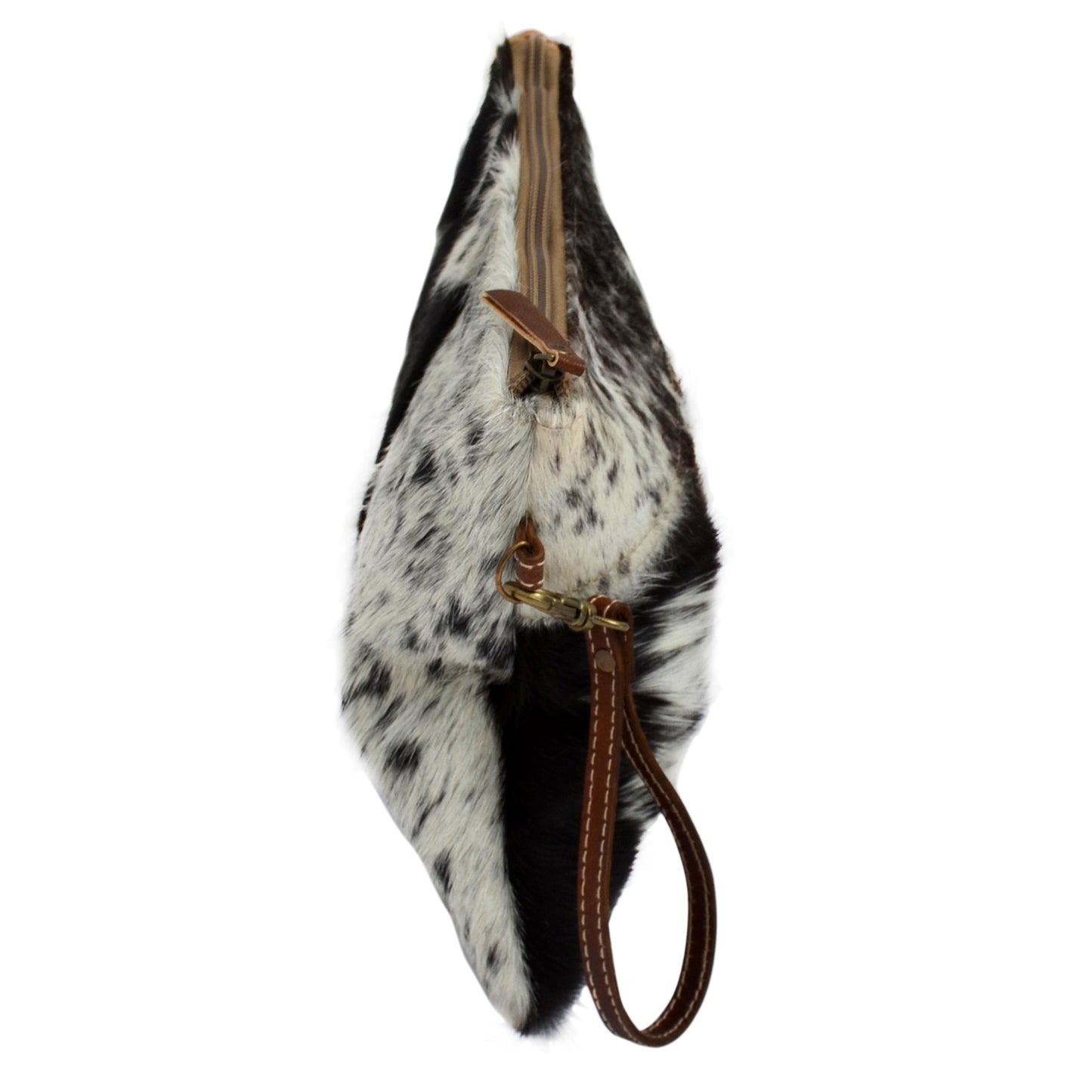 Dark Brown Cowhide Zip Clutch Bag - decorstore
