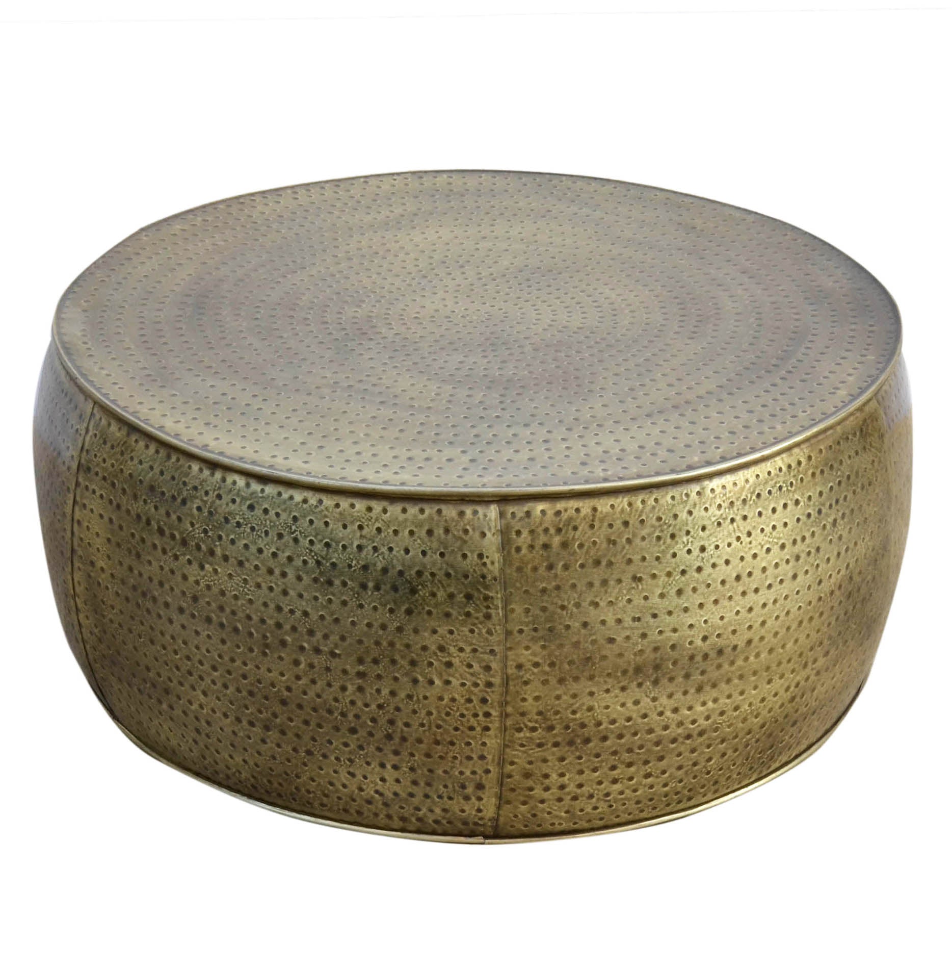 Brass Look Drum Coffee Table - decorstore