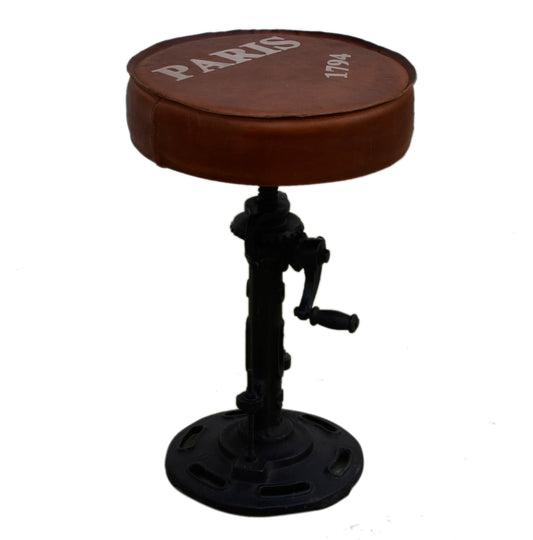 Paris Brown Leather Bar Stool - decorstore