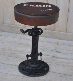 Paris Brown Leather Bar Stool - decorstore