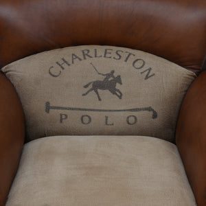 Canvas And Leather Polo Vintage Arm Chair - decorstore