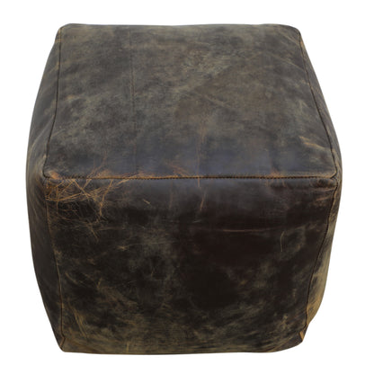 Old World Leather Ottoman - decorstore