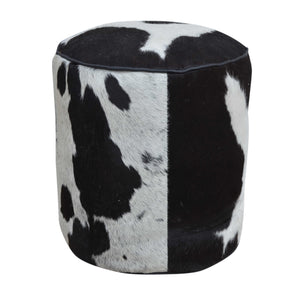 Round cowhide stool - decorstore