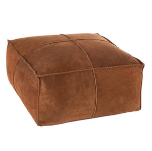 Brown Suede texture ‘Tray’ Leather Ottoman - decorstore