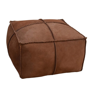 Brown Suede texture ‘Tray’ Leather Ottoman - decorstore