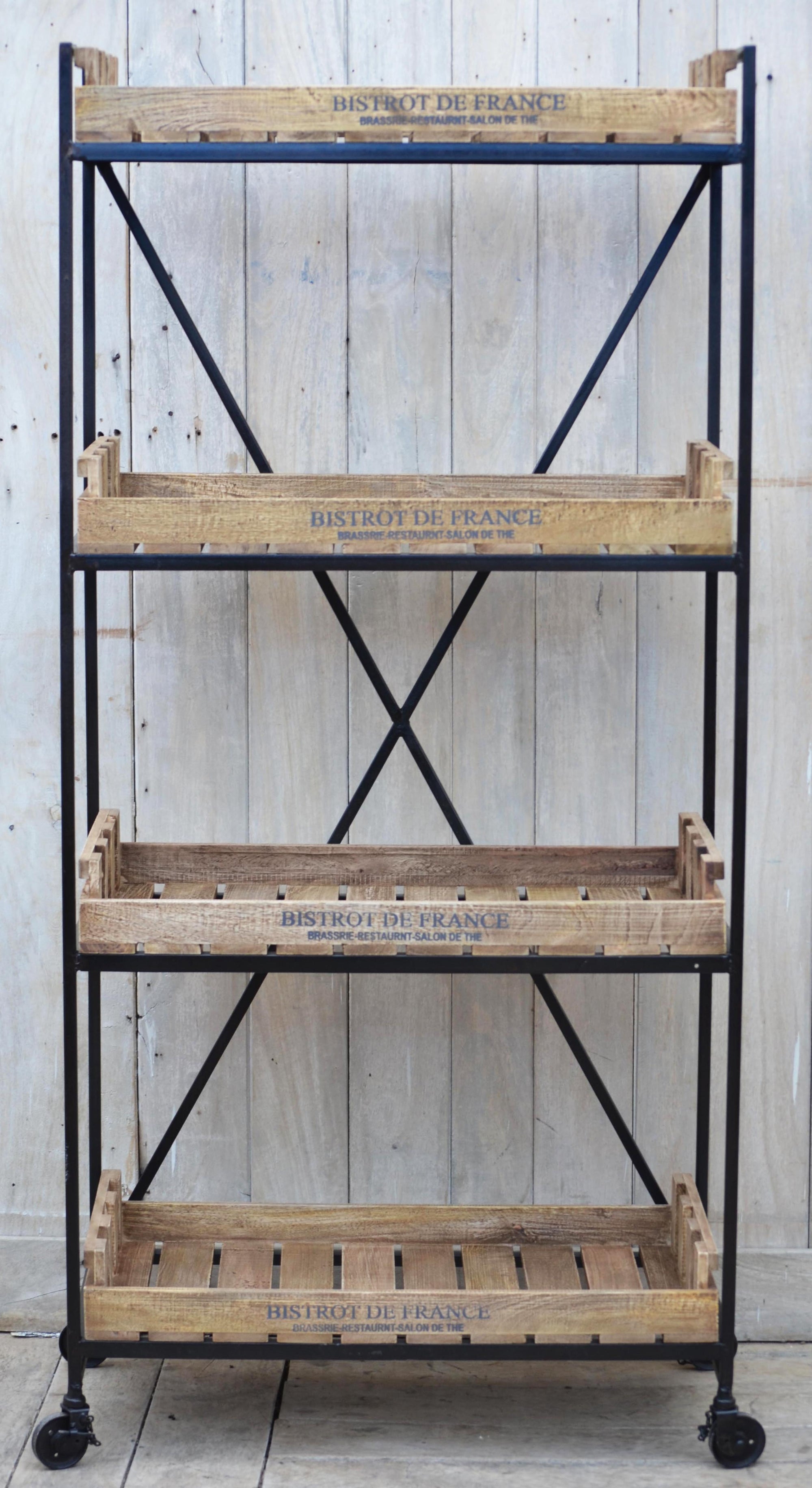 Vintage Crate Bookcase On Wheels - decorstore