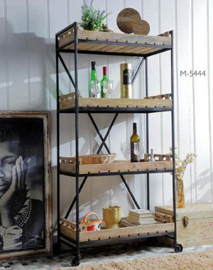 Vintage Crate Bookcase On Wheels - decorstore