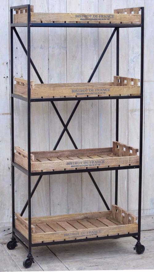 Vintage Crate Bookcase On Wheels - decorstore