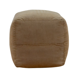 Polo Canvas And Leather Square Ottoman - decorstore