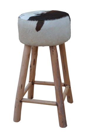 Cowhide Hardwood Bar Stool - decorstore