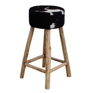 Cowhide Hardwood Bar Stool - decorstore