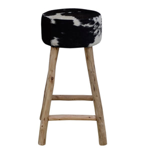 Cowhide Hardwood Bar Stool - decorstore