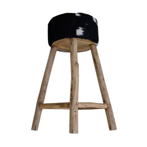 Cowhide Hardwood Bar Stool - decorstore