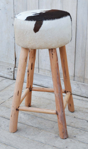 Cowhide Hardwood Bar Stool - decorstore