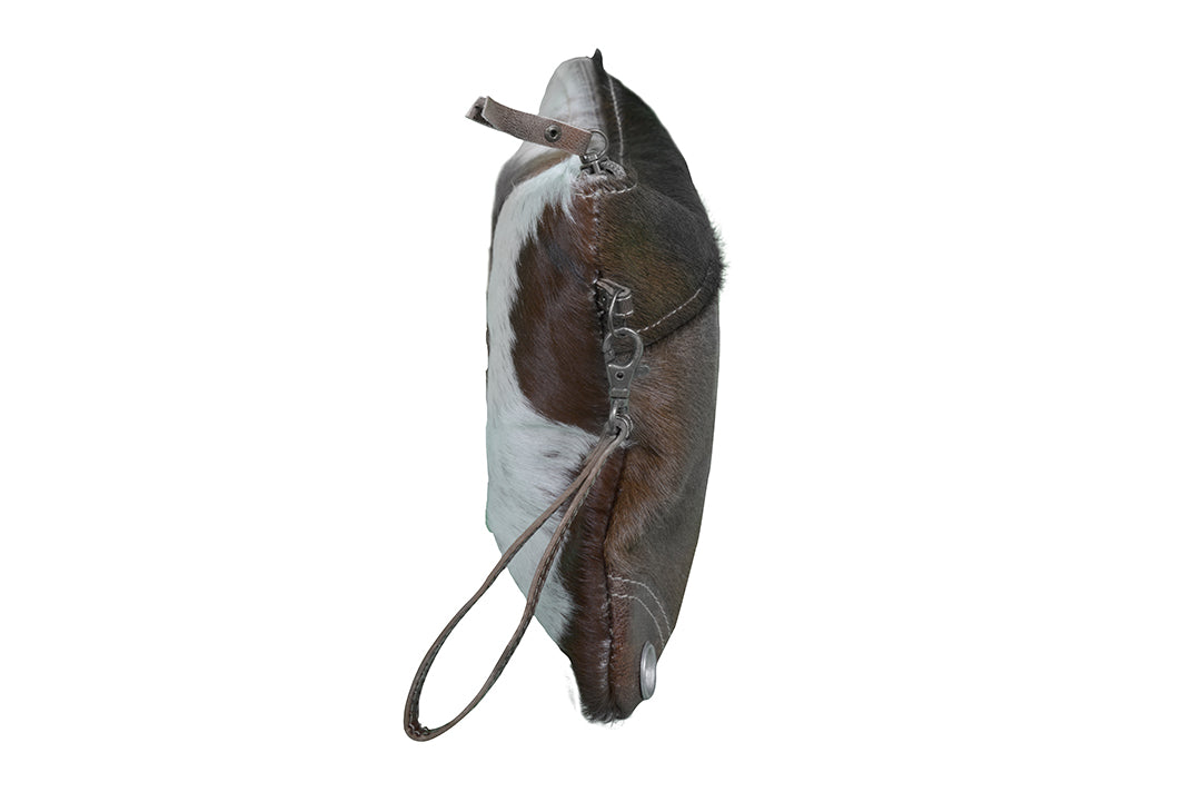 Cowhide Peep Zip Clutch Bag - decorstore