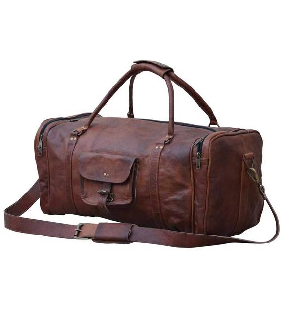 Square Weekend Leather Duffle Bag - decorstore