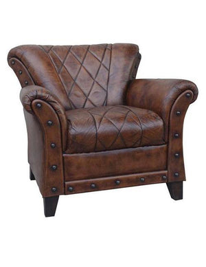 Criss Cross Chocolate Leather Arm Chair - decorstore