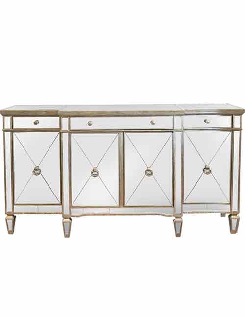 Mirrored Sideboard Antiqued Ribbed - decorstore