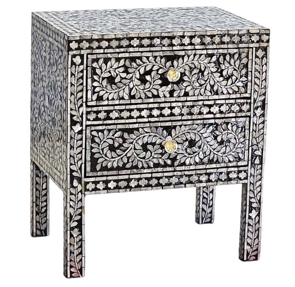 Mother of Pearl Midnight Shimmer Bedside Table - decorstore