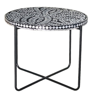 Mother of pearl Monochrome Harmony Circular Side Table - decorstore
