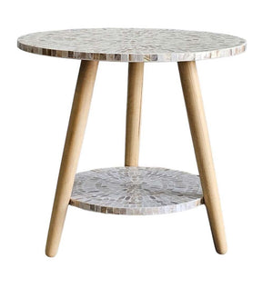 Mother of pearl Muted Elegance Cream Two-Tiered Side Tables - decorstore