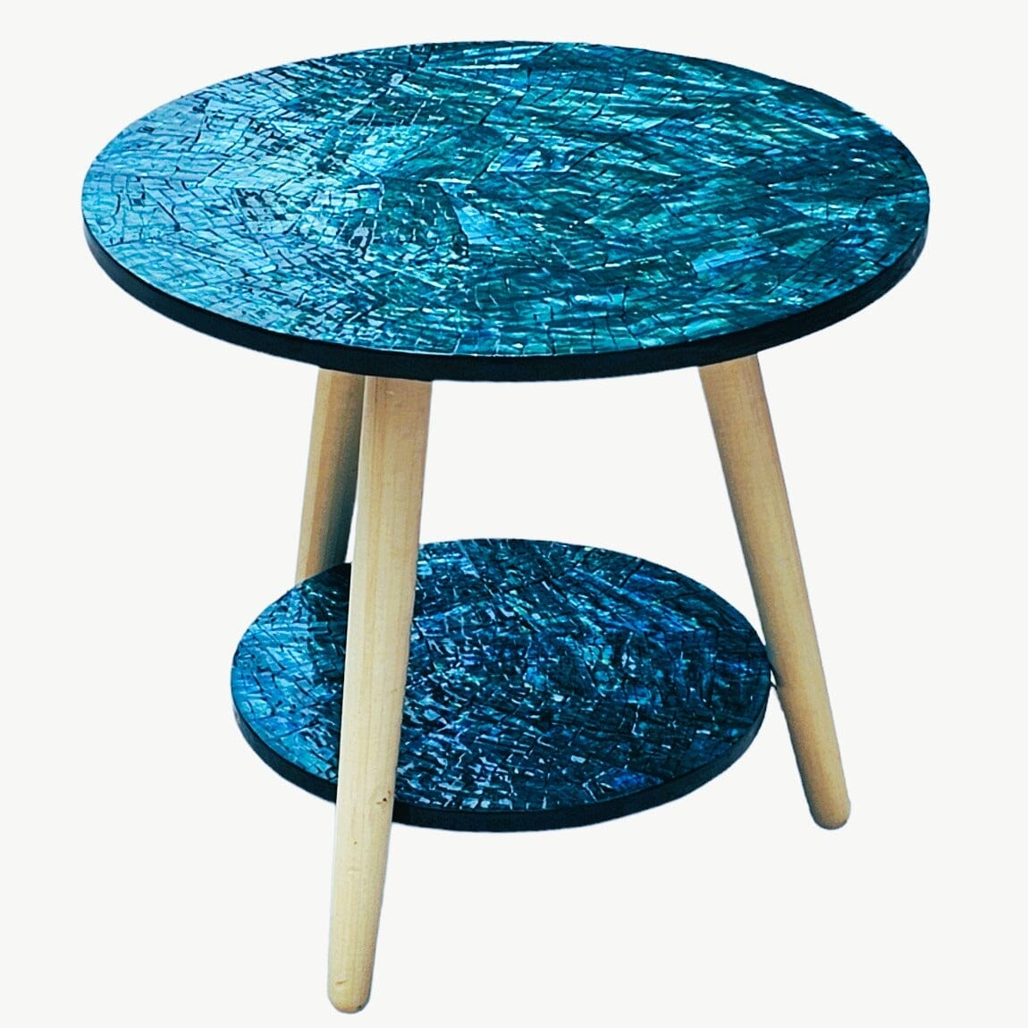 Mother of pearl Azure Noir Two-Tiered Side Tables - decorstore