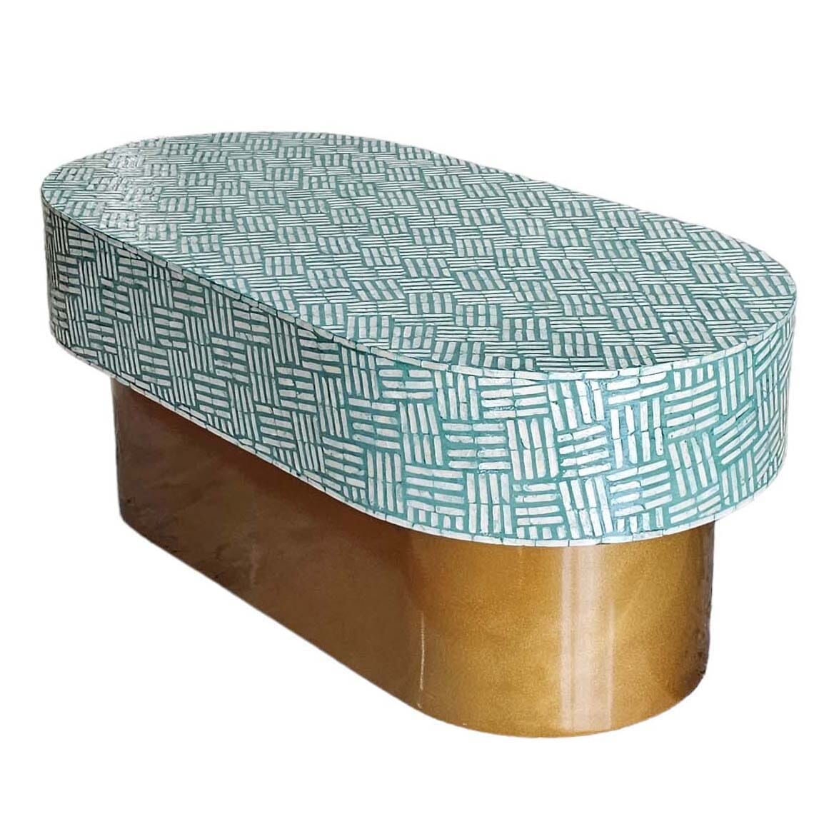 Mother of pearl Aquamarine Breeze Oval Coffee Table - decorstore