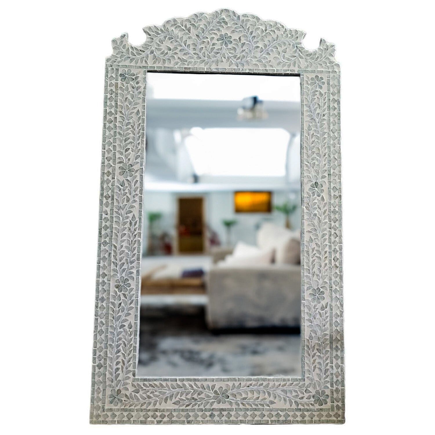 Mother of Pearl Glow Light-Toned Wall Mirror - decorstore