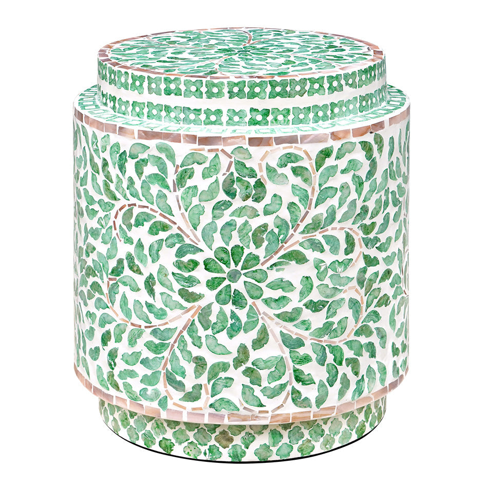 Mother of Pearl Belle Cylinder Turquoise Table/Stool - decorstore