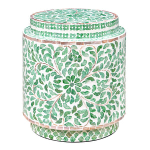 Mother of Pearl Belle Cylinder Turquoise Table/Stool - decorstore