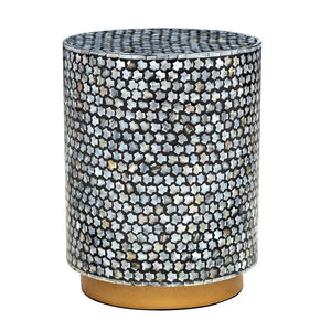 Mother of Pearl Cylinder Shell Inlay Table/Stool - decorstore