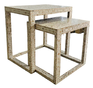 Mother of pearl Serene Mosaic Two-Tiered Side Table - decorstore