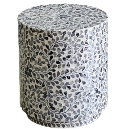 Mother of pearl Ebony Swirl Cream Stool/Side Table - decorstore