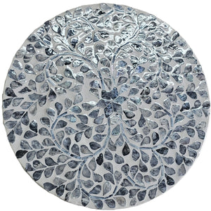 Mother of pearl Ebony Swirl Cream Stool/Side Table - decorstore