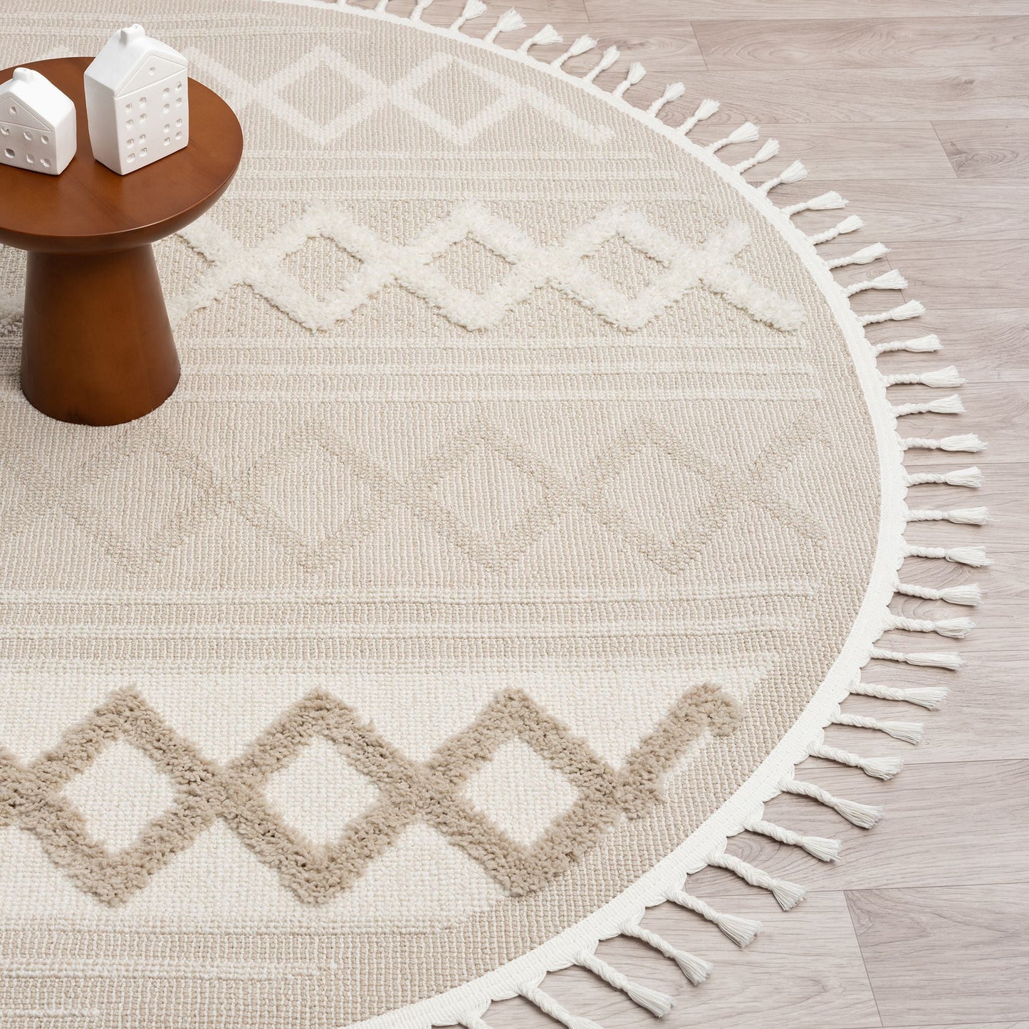 Cottage 542 Fawn Round Designer Rug - decorstore